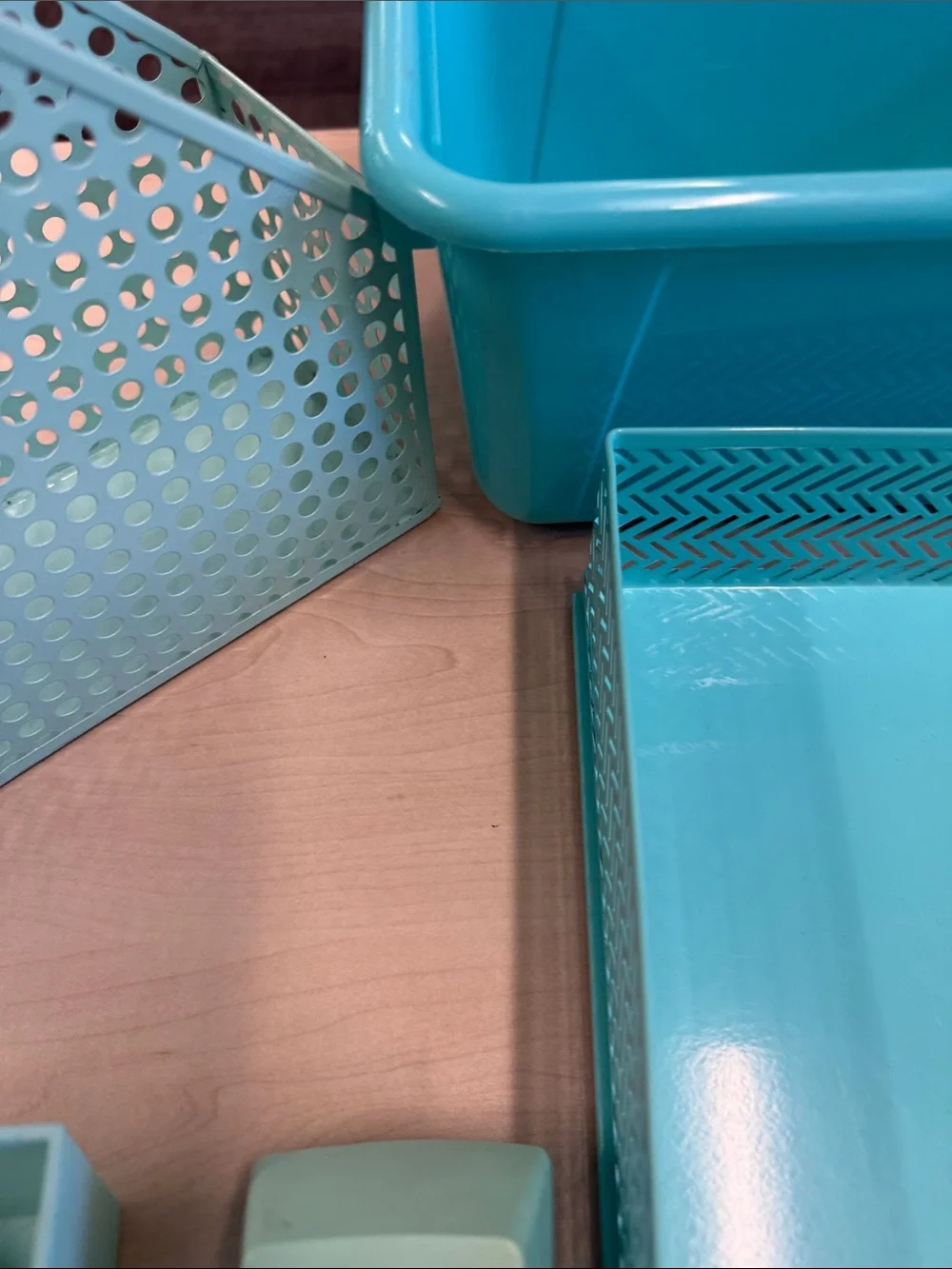 Blue (Mint/teal) Home Office Storage Bin Set - Brand
